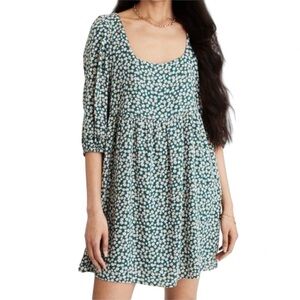 Green baby doll floral dress